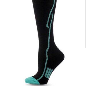 Black & Teal Compression Socks Athletic Socks Knee High *NEW* sz M/L
